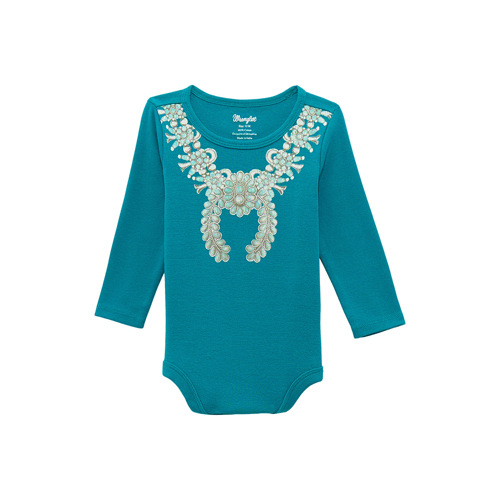 wrangler baby girl bodysuit teal