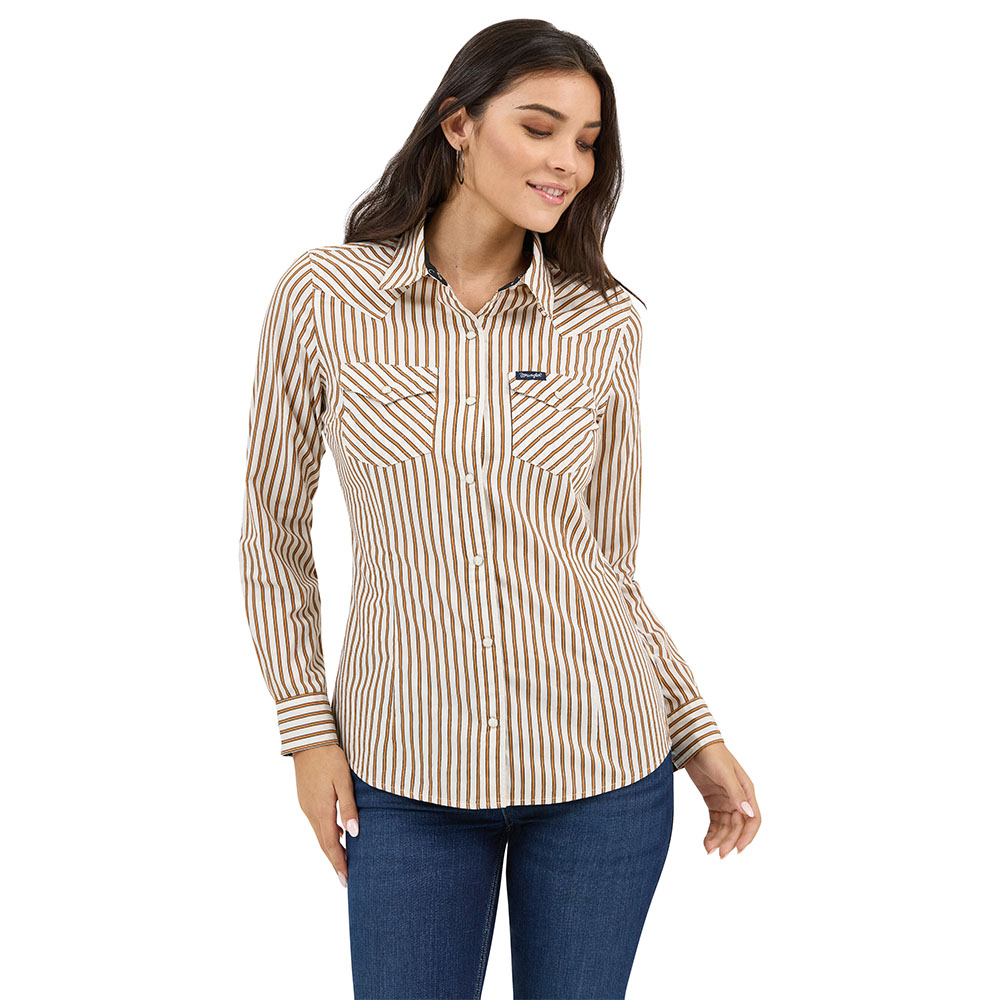 wrangler women's western snap shirt white