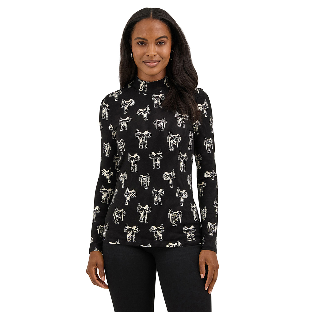 wrangler women's long sleeve shirt black