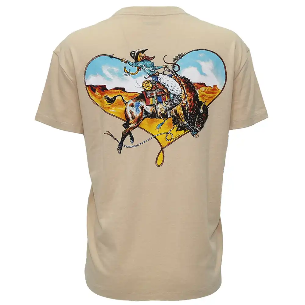 hooey girl's buffalo heart tee tan