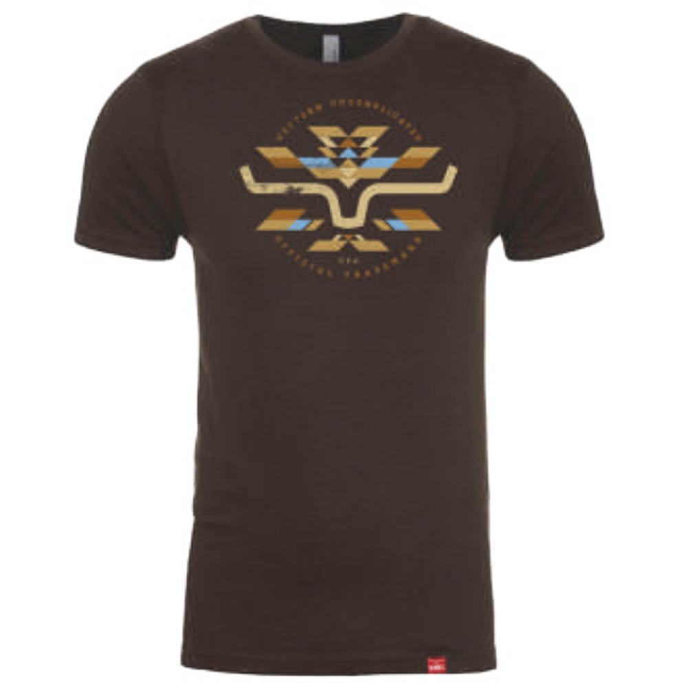 men's circular serape tee shirt brown