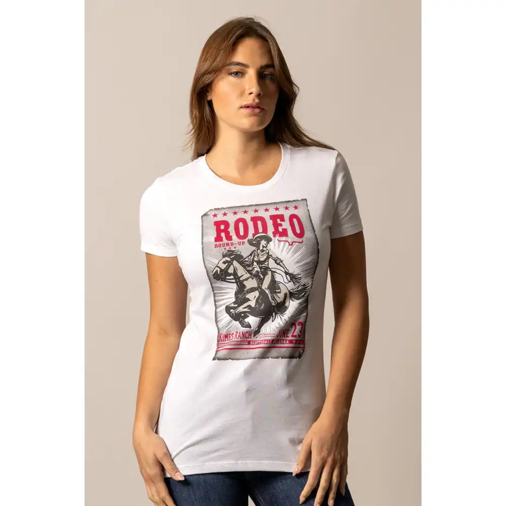 kimes ranch women's "round up" tee white