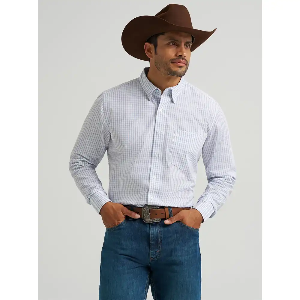 wrangler men's long sleeve shirt sky checks