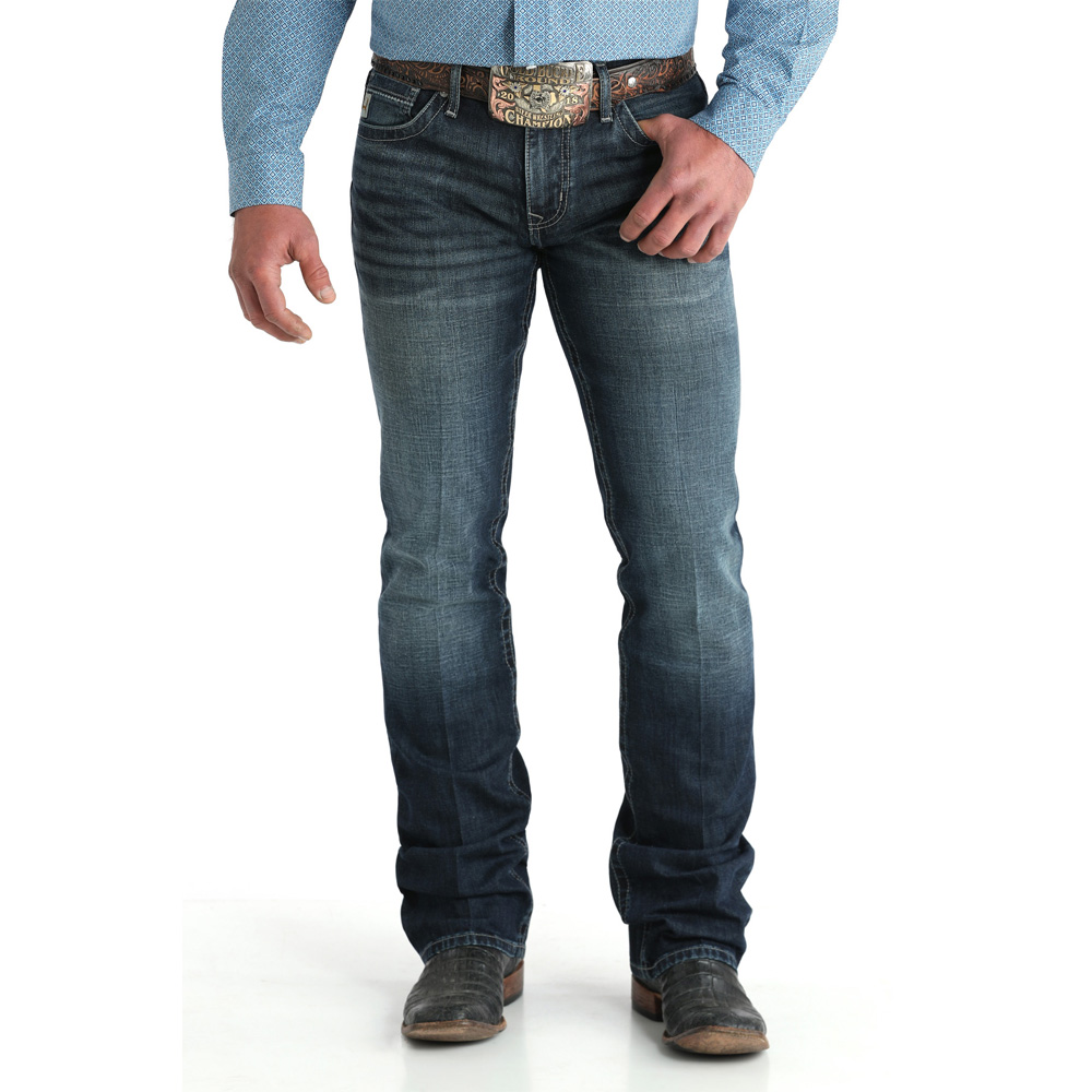 Mid Rise Slim Boot Cut Men's Jeans - Dark Stonewash