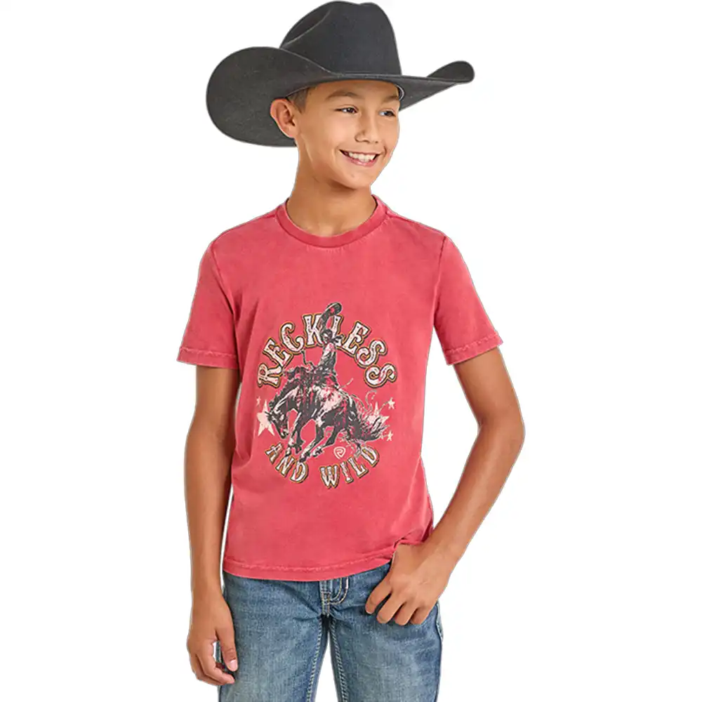 boy's graphic tee shirt in red