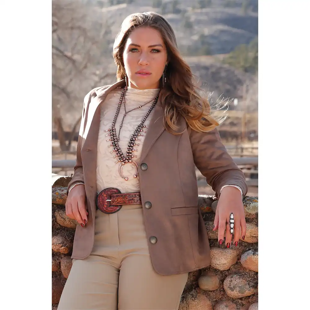 cruel denim faux suede women's blazer in brown