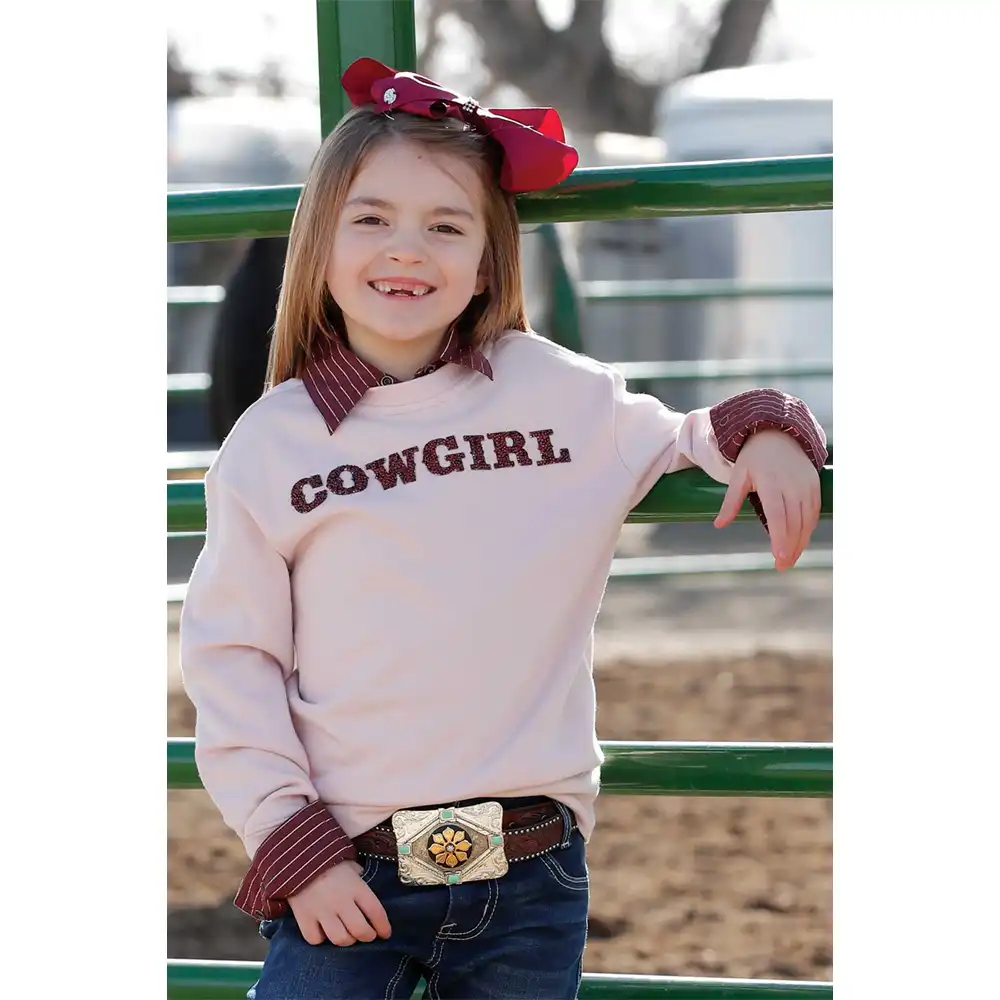 "cowgirl" girl's sweatshirt in pink