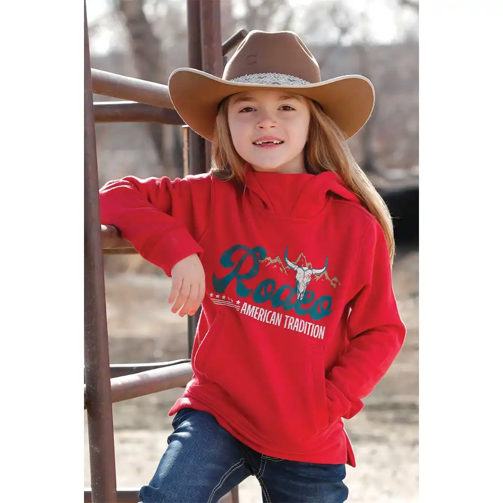 "Rodeo" Girl's Hooded Sweatshirt - Red