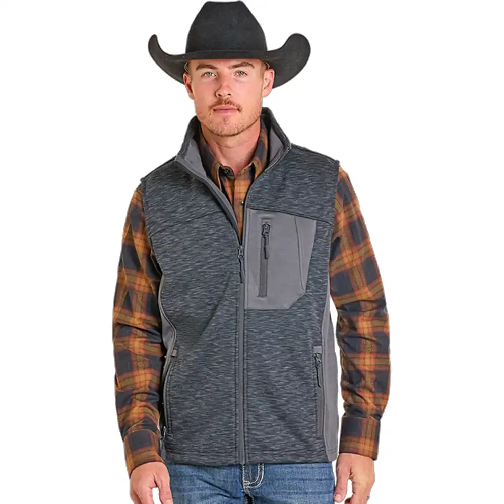 rock n roll denim heather knit vest