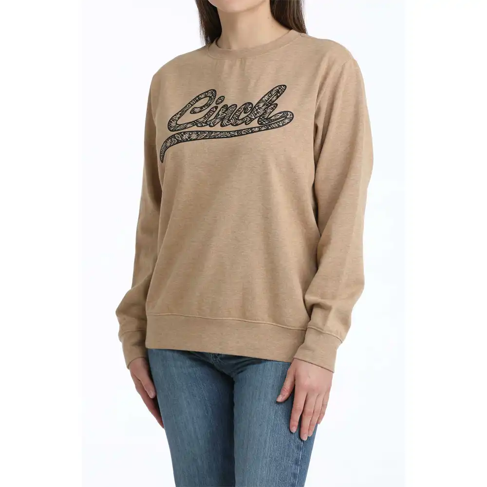 cinch women's sweatshirt in heather brown