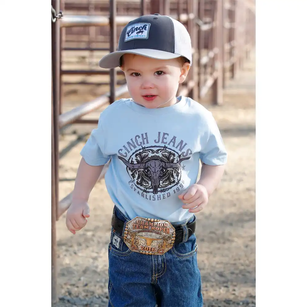 cinch infant boy's graphic tee shirt in light blue