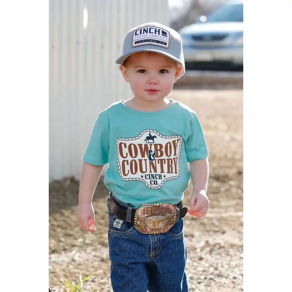 cinch infant boy's graphic tee shirt in light blue