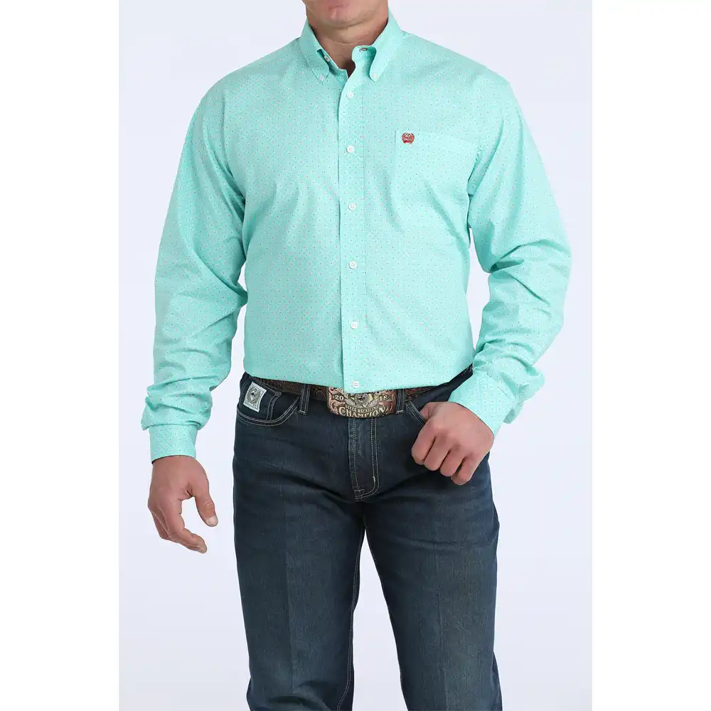 cinch men's western shirt in aqua