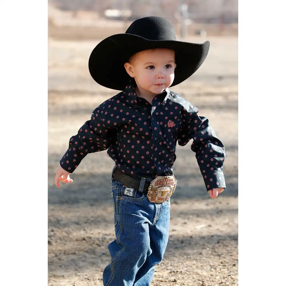 infant boy's western shirt in navy