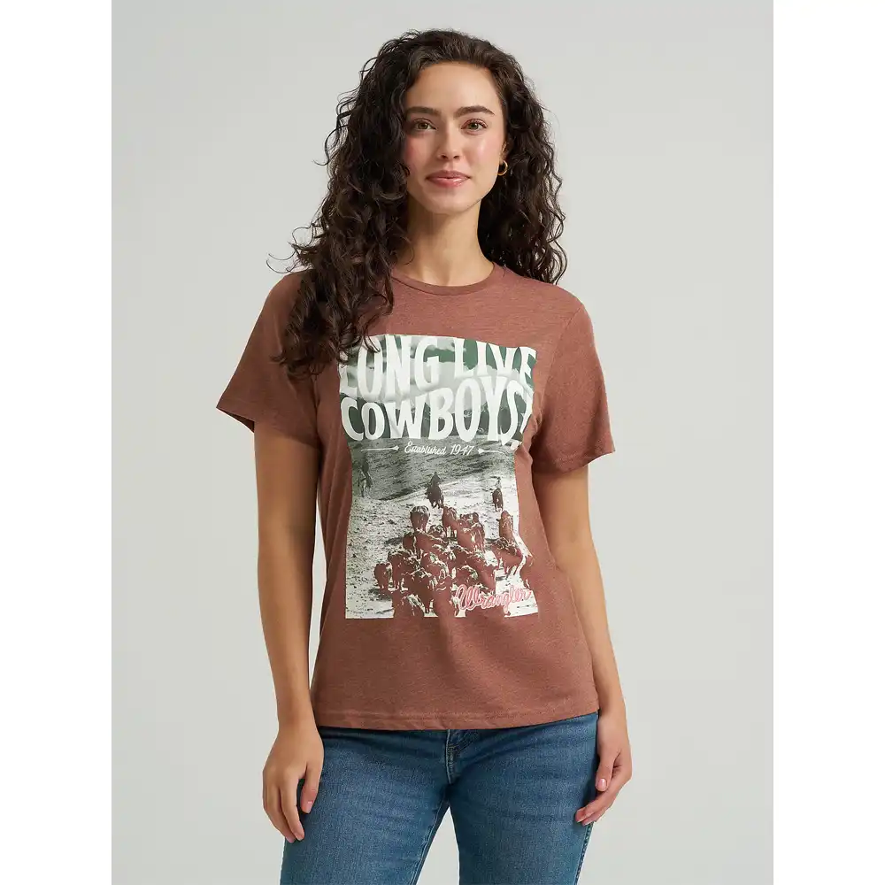 wrangler graphic tee shirt brown