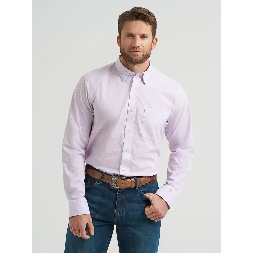 wrangler men's long sleeve shirt pink