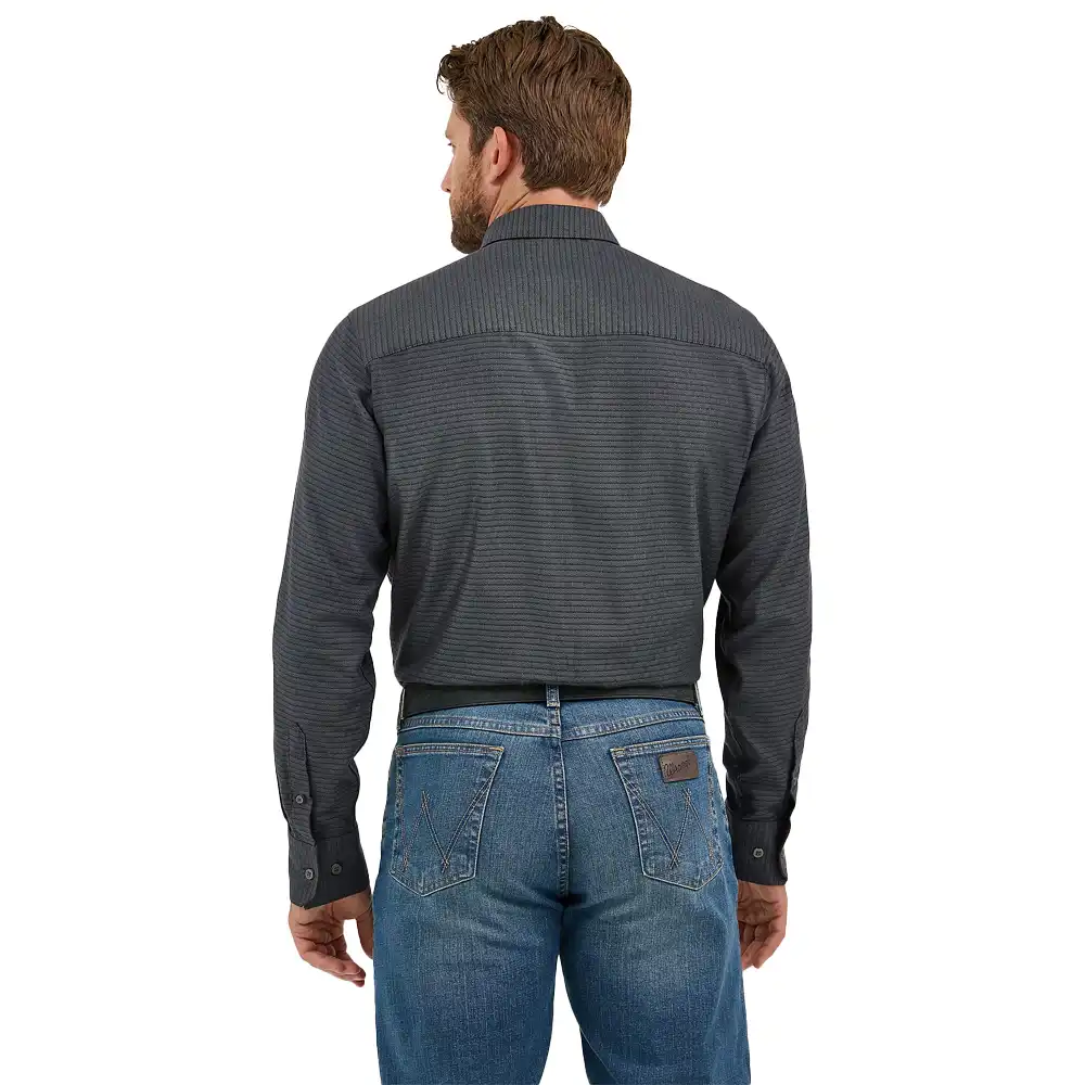 wrangler men's long sleeve shirt grey