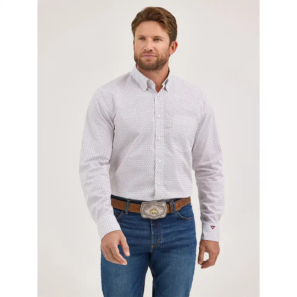 wrangler men's long sleeve shirt pink