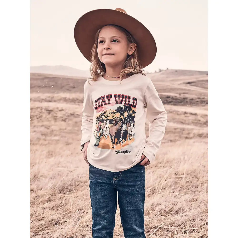 wrangler girl's long sleeve tee