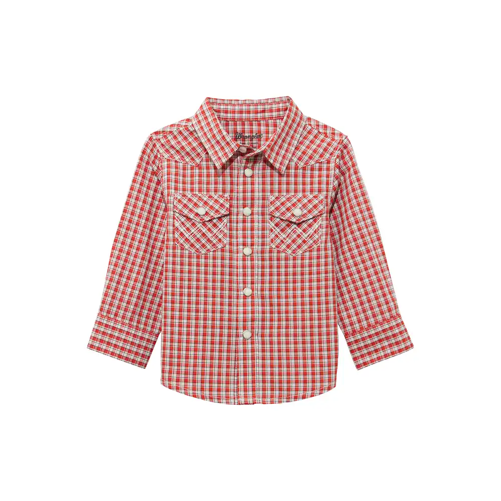 wrangler baby boy's long sleeve shirt in red