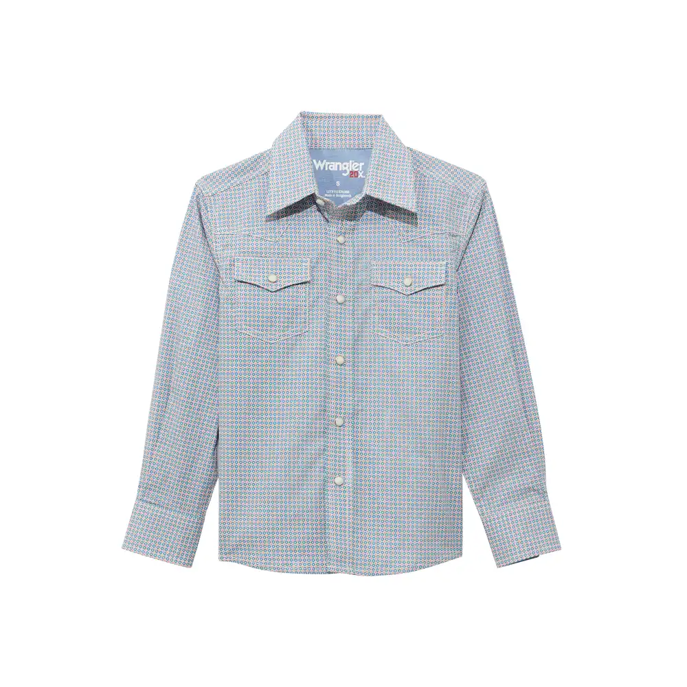 wrangler boy's long sleeve shirt in blue