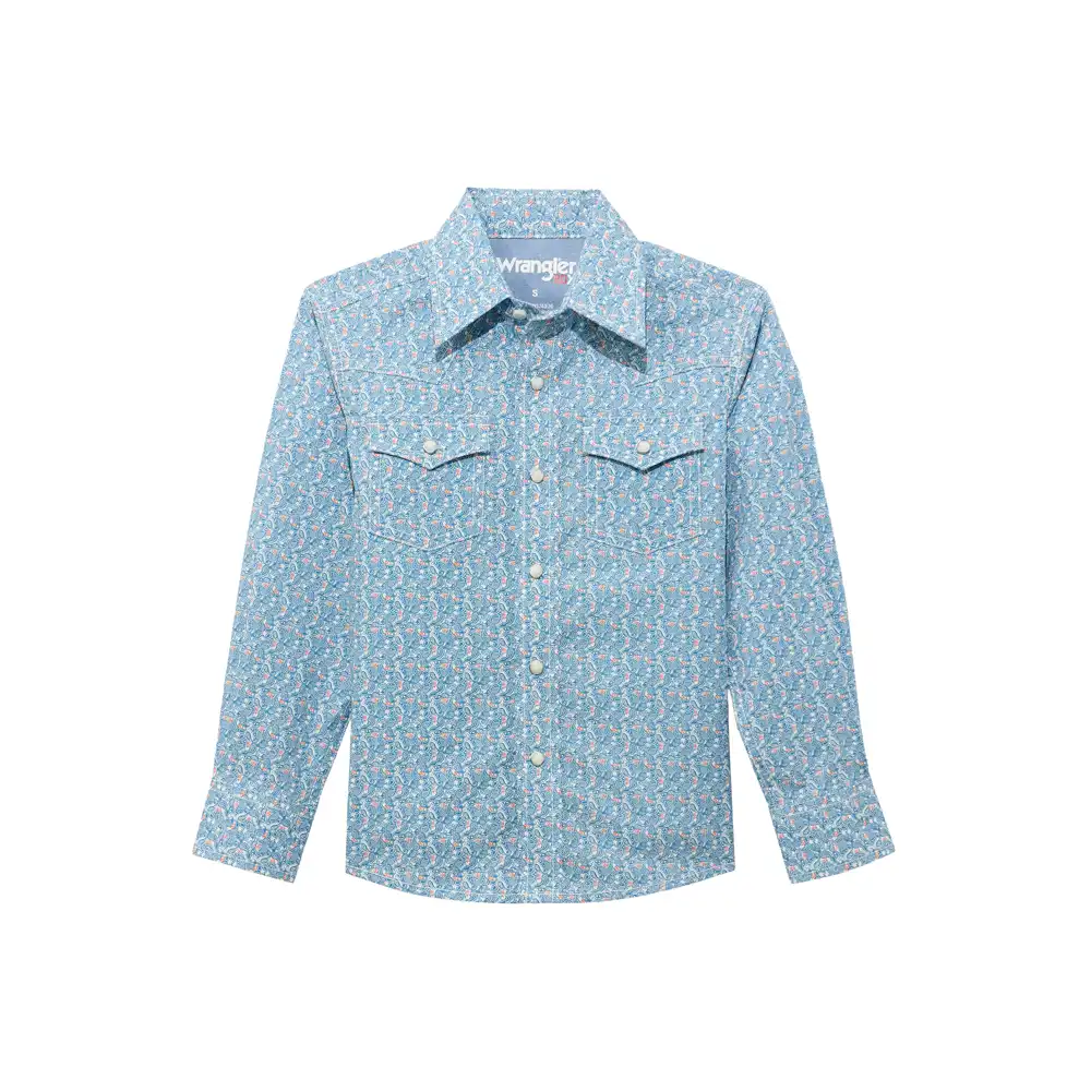 wrangler boy's long sleeve shirt in blue