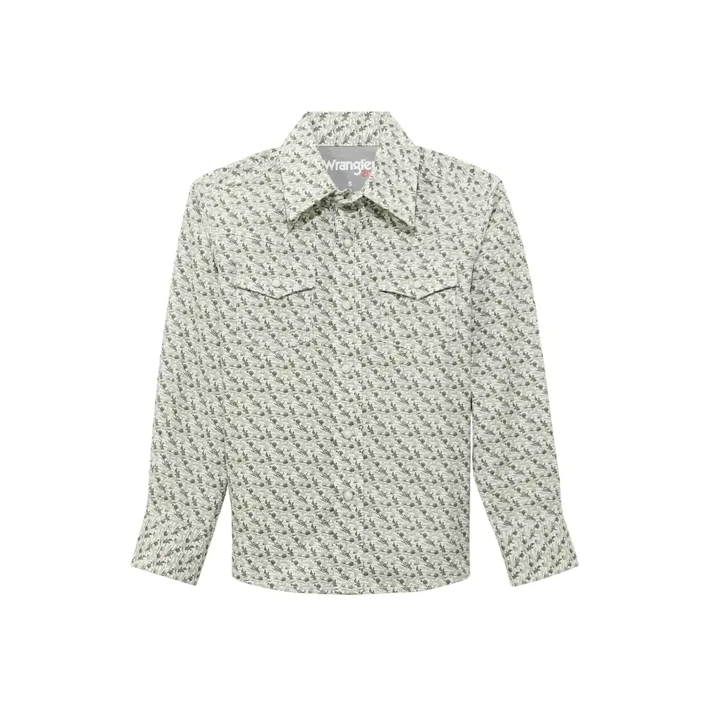 wrangler boy's long sleeve shirt olive