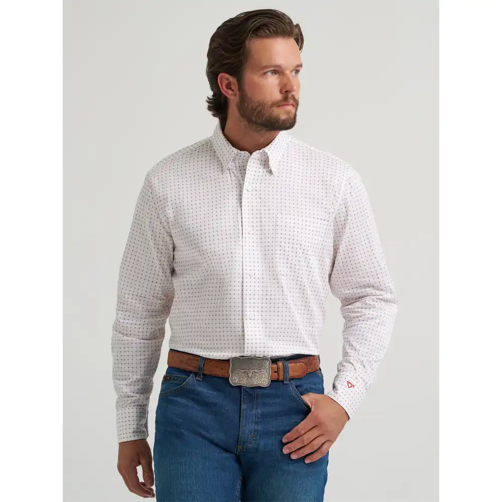 wrangler cody johnson long sleeve shirt red and white