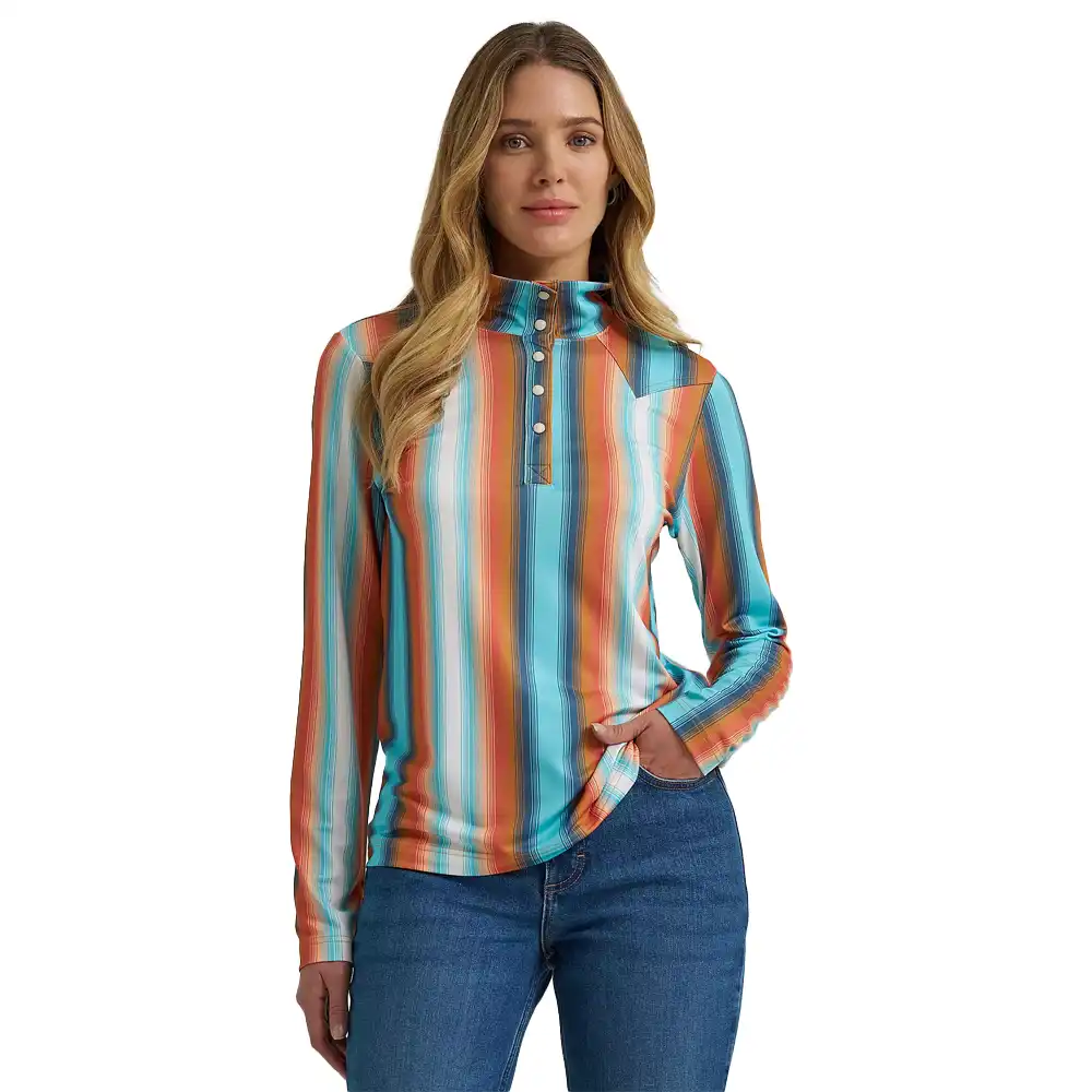 wrangler women's long sleeve stripe shirt