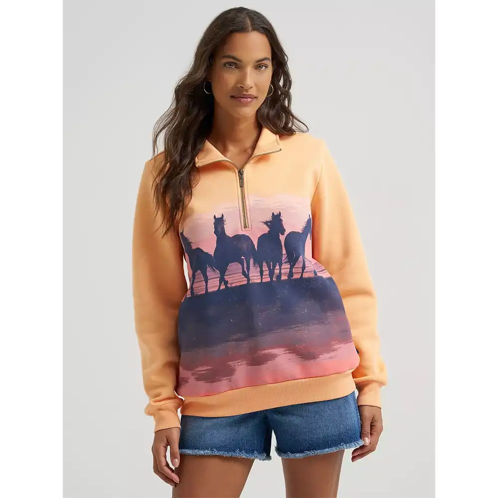 wrangler women's graphic pullover orange