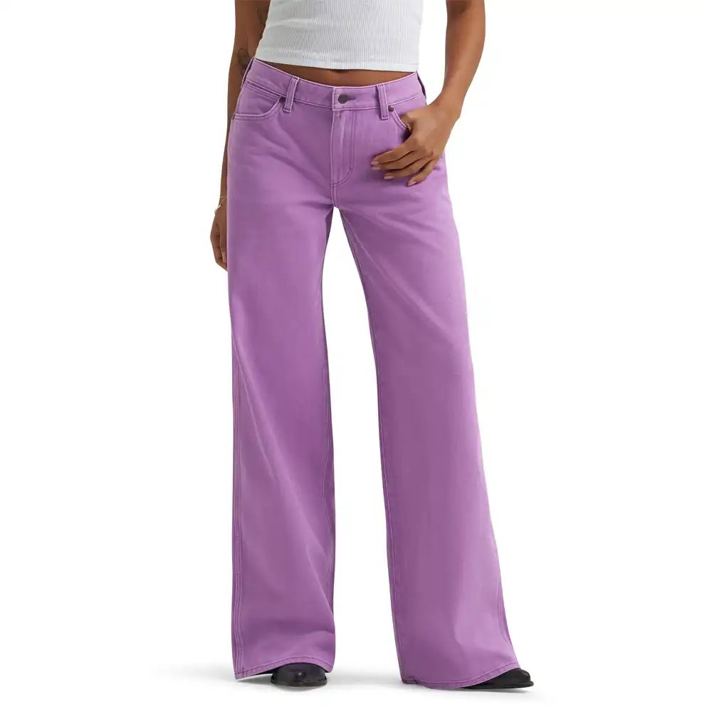 wrangler wide leg purple jeans