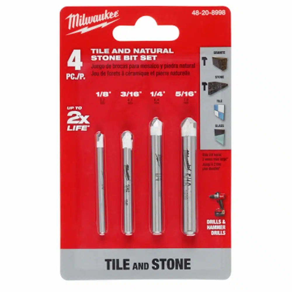 milwaukee 4 piece tile and stone drill bit set