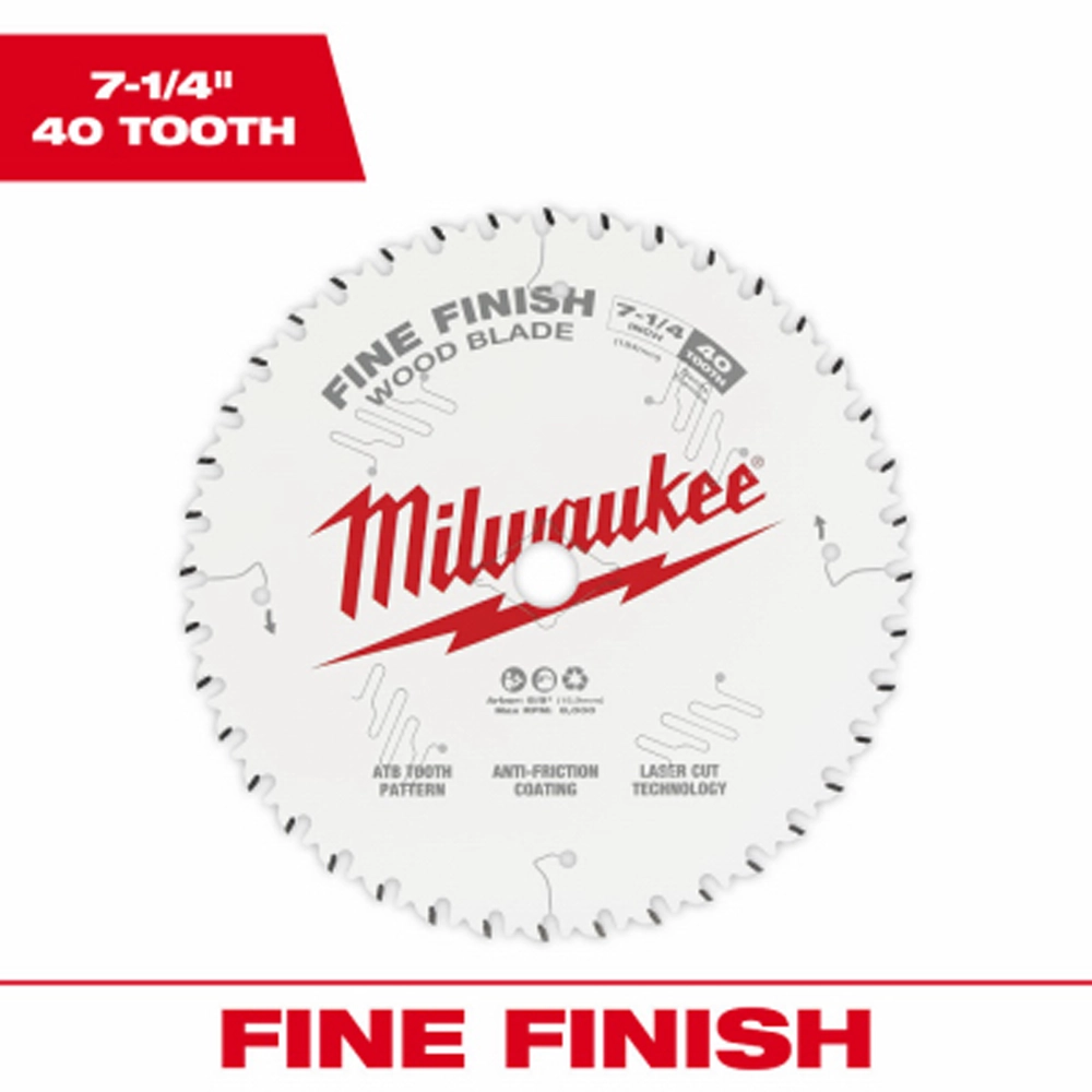 milwaukee circular saw blade fine finish 40 teeth 7-1/4"