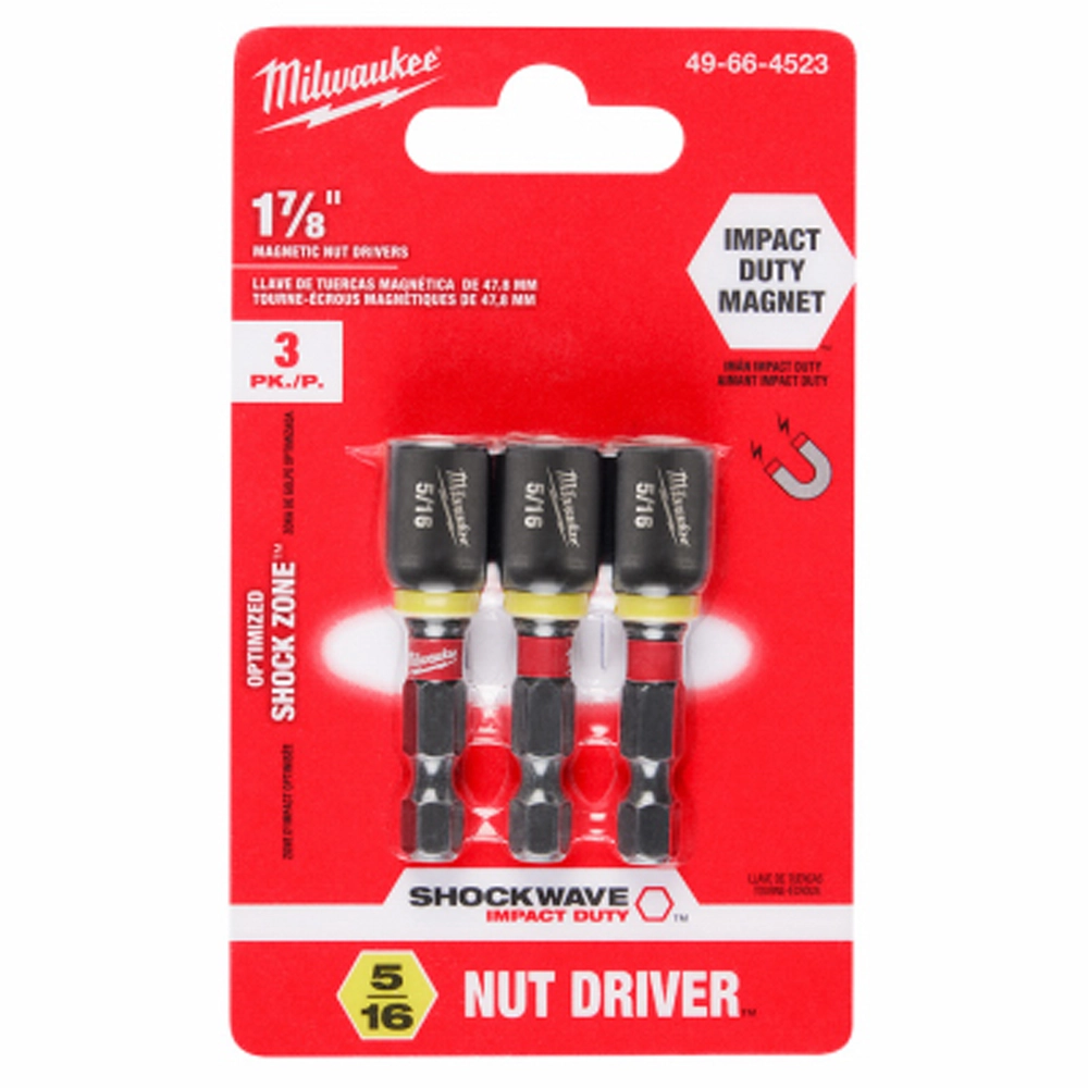 milwaukee magnetic nut driver 3 pack 5/16" x 1-7/8"