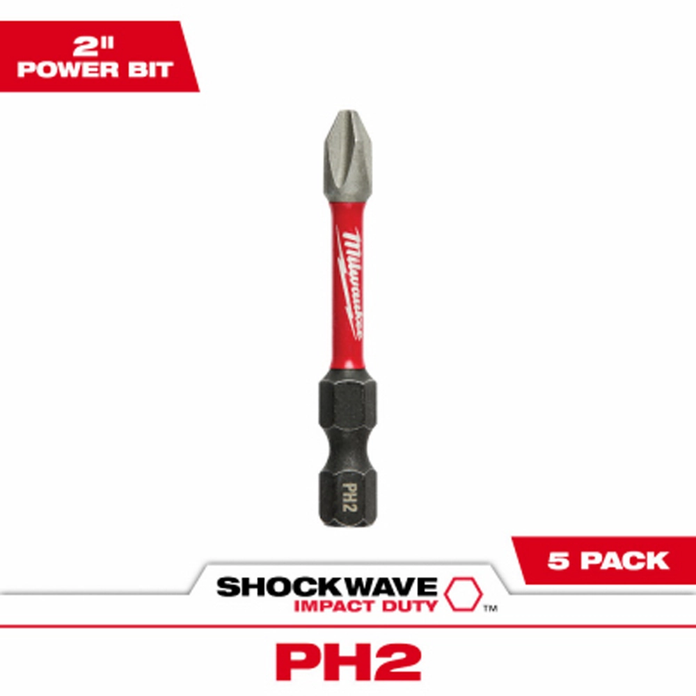 milwaukee shockwave #2 phillips bit 2 inch 5 pack