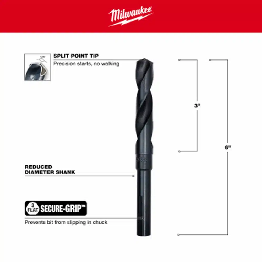 Milwaukee Silver & Deming Black Oxide Drill Bit, 5/8 In.