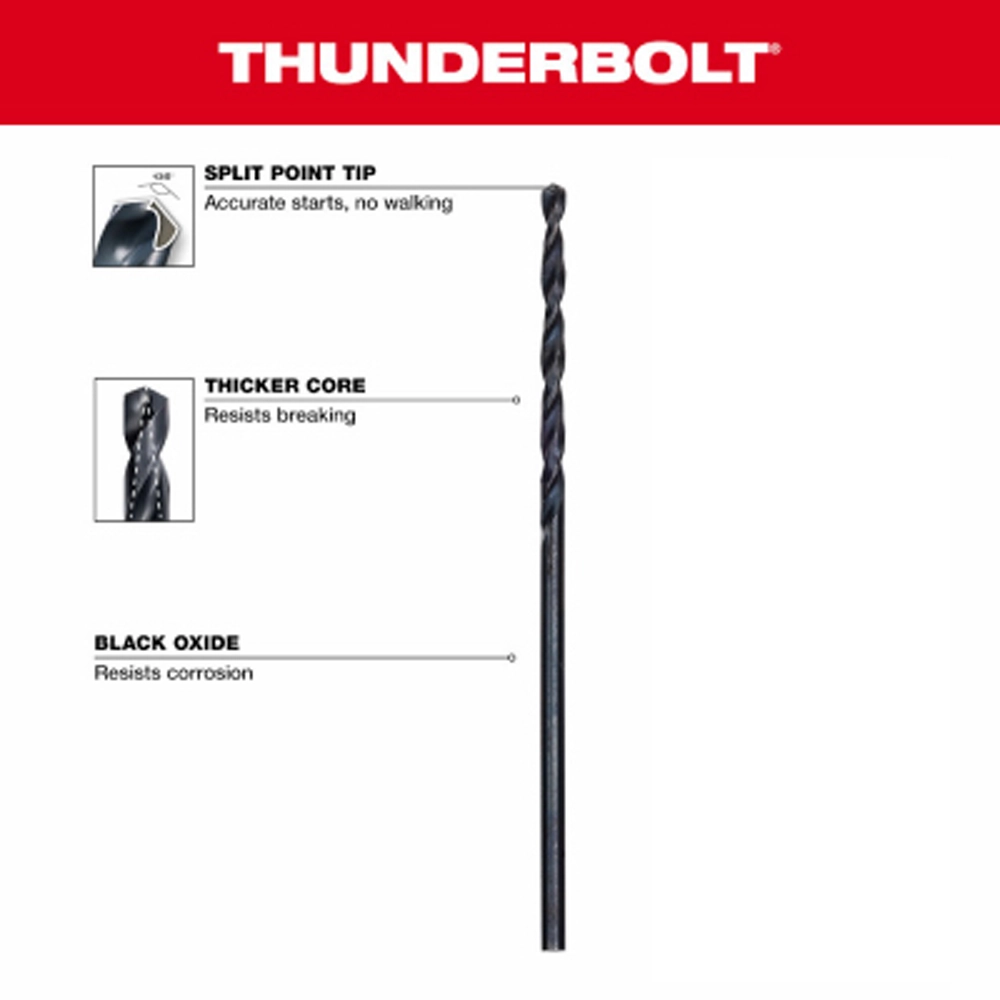 Thunderbolt Black Oxide Drill Bit, 2-Pack.