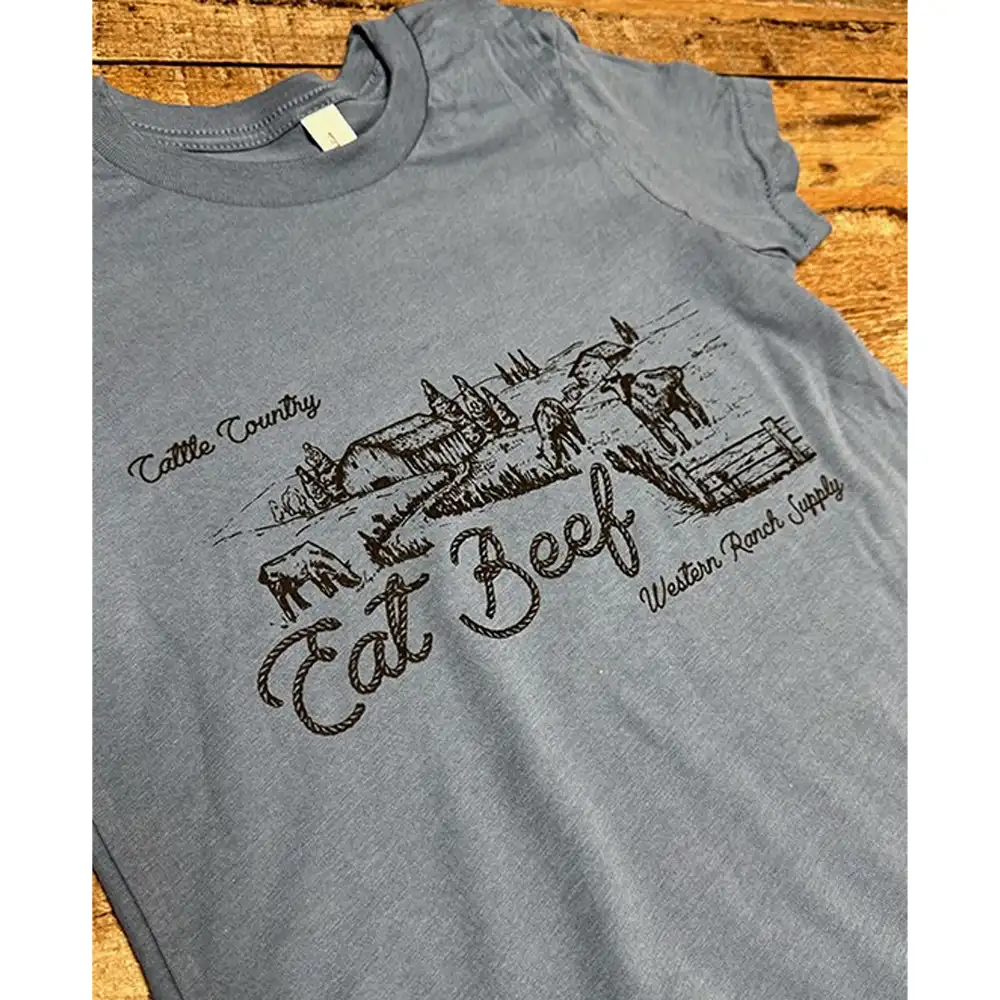 youth graphic tee shirt "eat beef" blue
