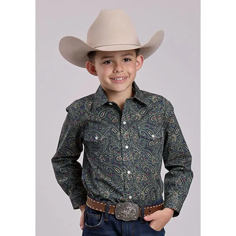 roper boy's long sleeve shirt evergreen paisley