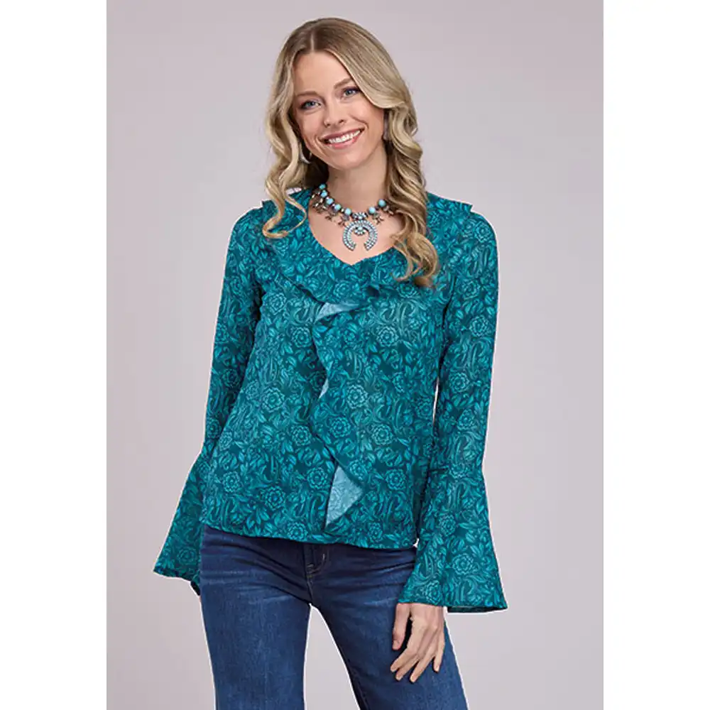 roper women's peasant blouse blue