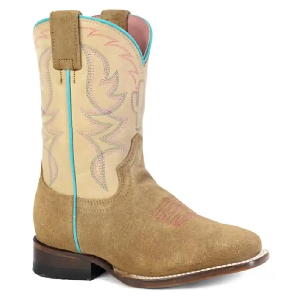 roper little kids square toe boot tan suede