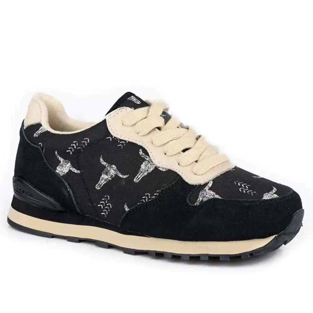 roper women's jogger black suede