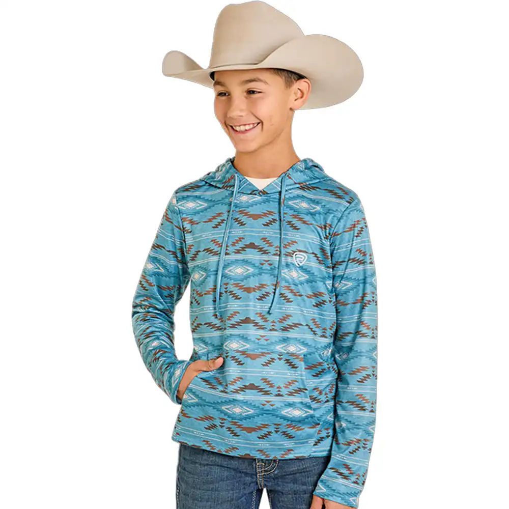 rock & roll denim boy's aztec sweatshirt blue