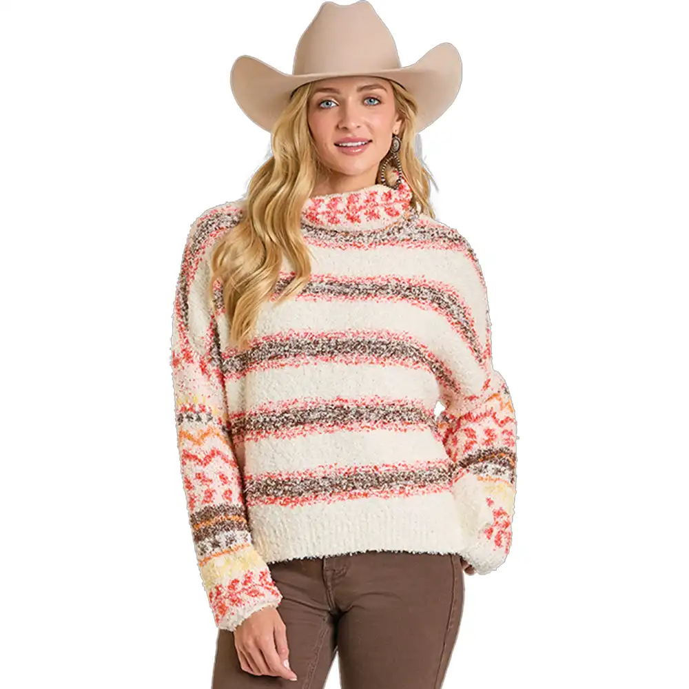 rock n roll denim women's striped sweater