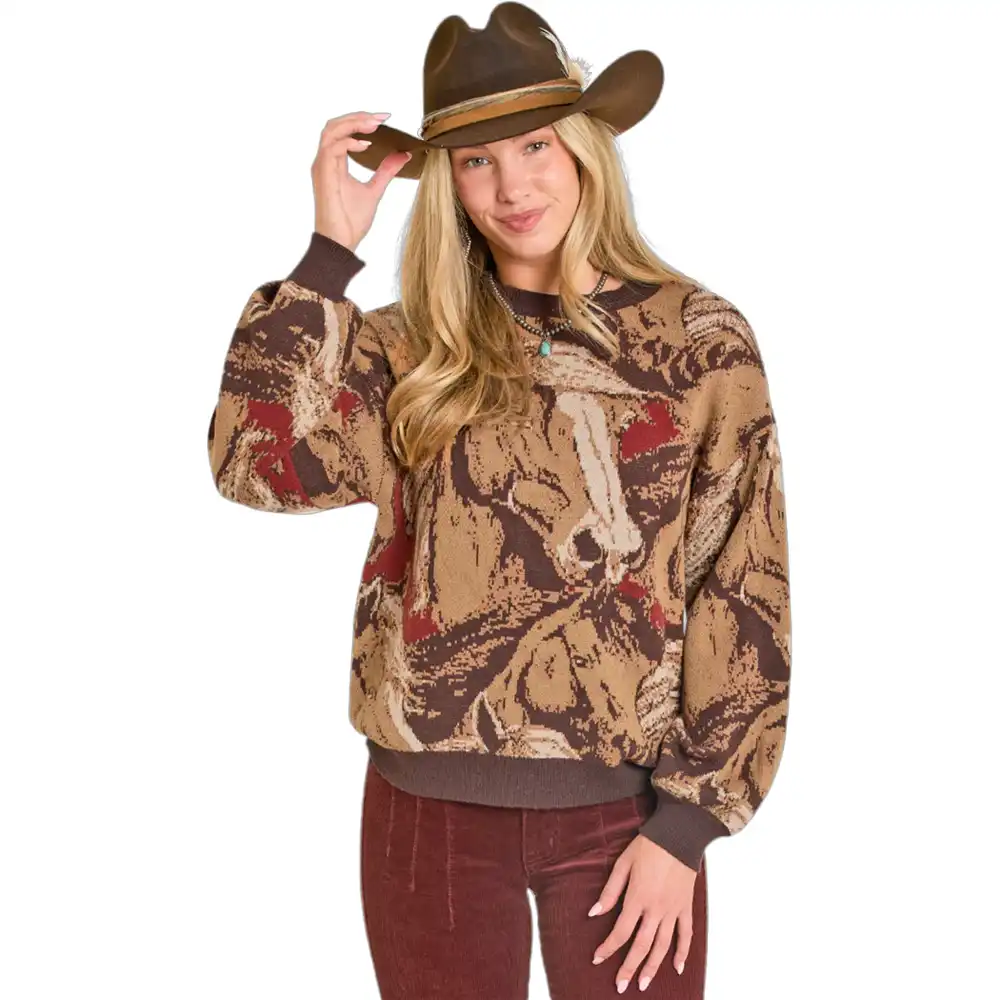 rock n roll denim horse sweater