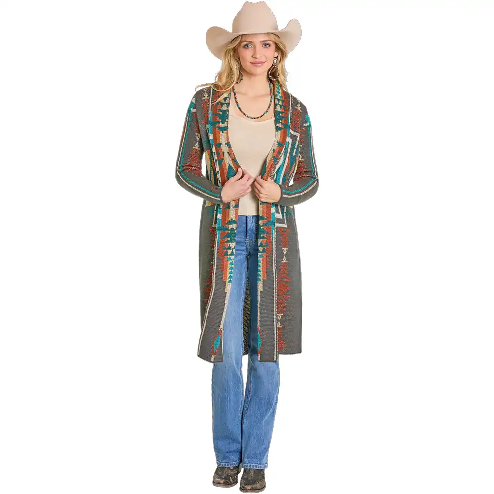 charcoal aztec sweater duster