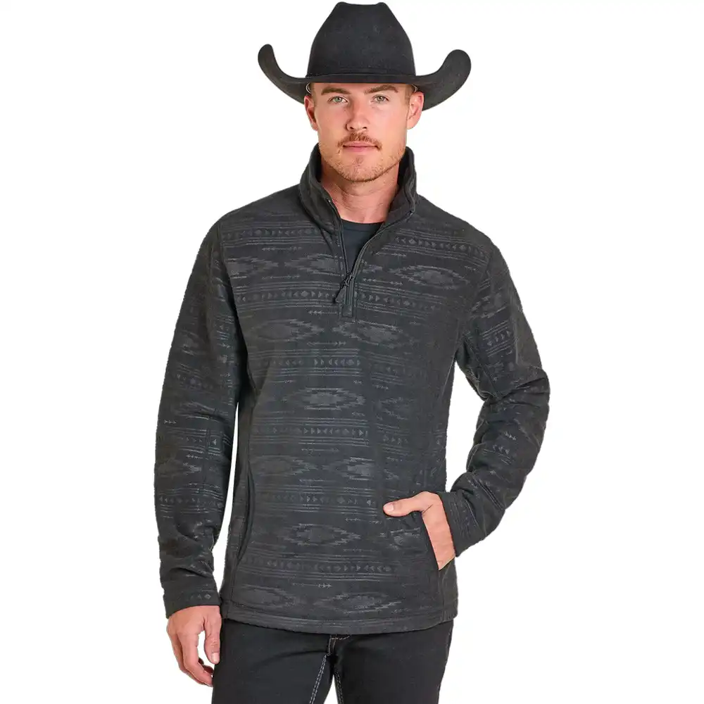 powder river men's embossed fleece pullover