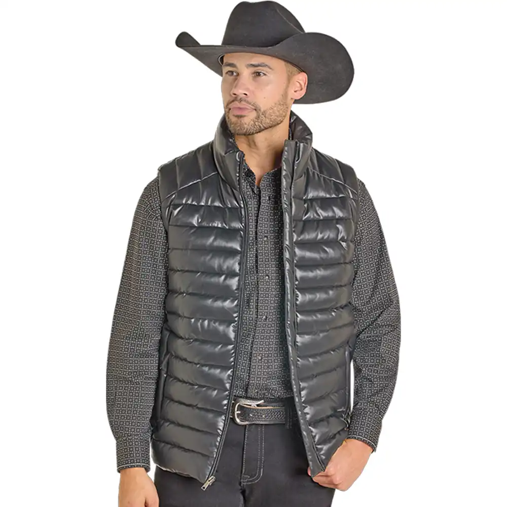 powder river men's vest black