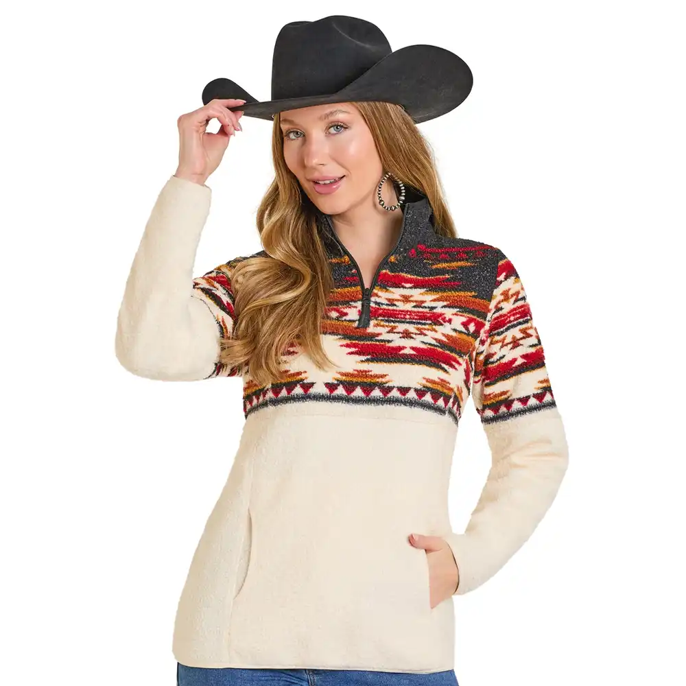 aztec print pullover red and black