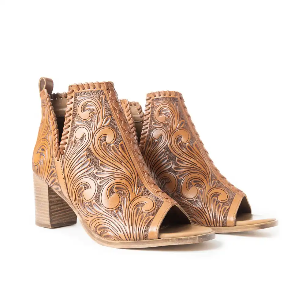 myra persimmonee heels dark brown